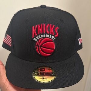 New Era Black Cap with Red Knicks Logo